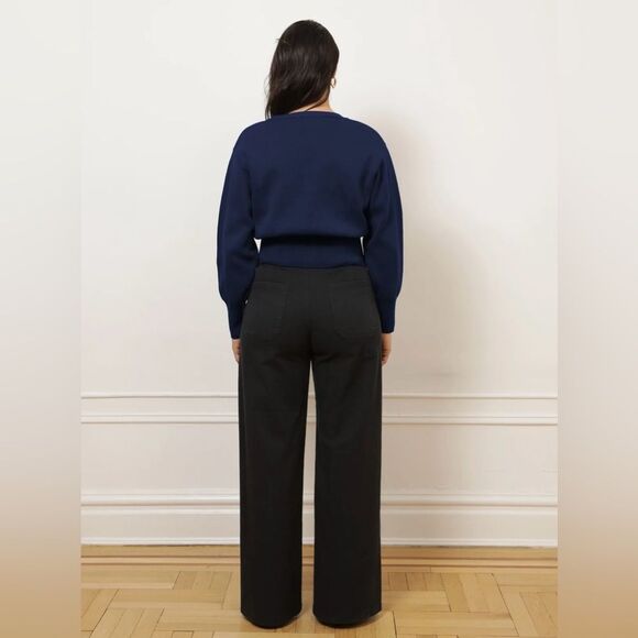 Loup Sabrina Wide Leg Cotton Traousers Pants in Black Size 3X - Picture 6 of 14